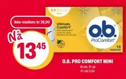 Coop Extra O.B. PRO COMFORT MINI, NOK 26.9, Medlemspris tilbud