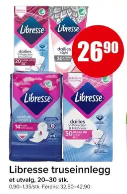 Spar Libresse truseinnlegg, NOK 26.9 tilbud
