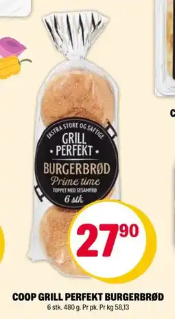 Coop Extra COOP GRILL PERFEKT BURGERBRØD, NOK 27.9 tilbud