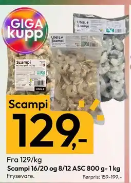Gigaboks Scampi, NOK 129 tilbud