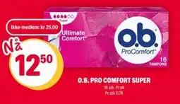 Coop Extra O.B. PRO COMFORT SUPER, NOK 25, Medlemspris tilbud