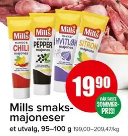 Spar Mills smaksmajoneser, NOK 19.9 tilbud