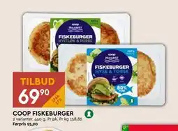 Coop Mega COOP FISKEBURGER, NOK 69.9 tilbud