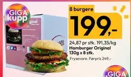 Gigaboks Hamburger Original 130g x 8 stk, NOK 199 tilbud