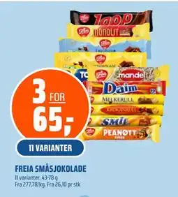 Coop Obs FREIA SMÅSJOKOLADE, NOK 65 tilbud