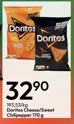 Gigaboks Doritos Cheese/Sweet Chilipepper 170 g., NOK 32.9 tilbud