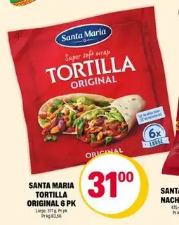 Coop Extra SANTA MARIA TORTILLA ORIGINAL 6 PK, NOK 31 tilbud