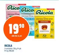 Coop Obs RICOLA, NOK 19.9 tilbud