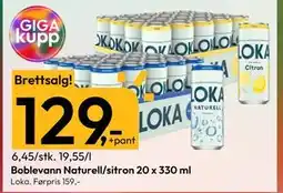 Gigaboks Boblevann Naturell/sitron 20 x 330 ml, NOK 129 tilbud