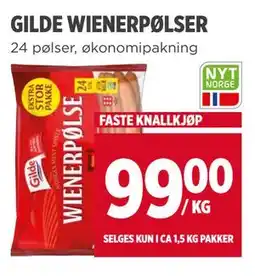 Meny GILDE WIENERPØLSER, NOK 99 tilbud