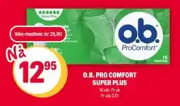 Coop Extra O.B. PRO COMFORT SUPER PLUS, NOK 25.9, Medlemspris tilbud