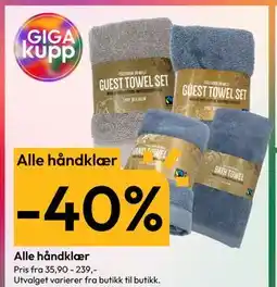 Gigaboks Alle håndklær tilbud