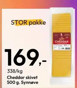 Gigaboks Cheddar skivet 500 g. Synnøve, NOK 169 tilbud