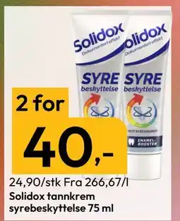 Gigaboks Solidox tannkrem syrebeskyttelse 75 ml., NOK 40 tilbud