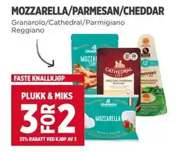 Meny MOZZARELLA/PARMESAN/CHEDDAR tilbud