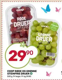Matkroken COOP RØDE OG GRØNNE STEINFRIE DRUER, NOK 29.9 tilbud