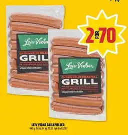 Coop Prix LEIV VIDAR GRILLPØLSER, NOK 70 tilbud