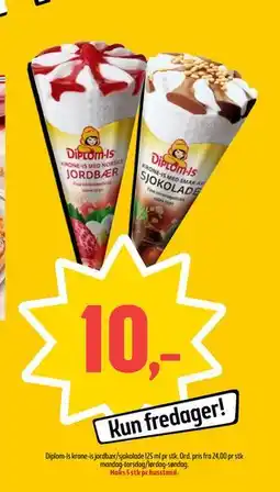Coop Prix Diplom-Is krone-is jordbær/sjokolade, NOK 10 tilbud