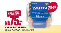 Europris VARTA BATTERIER, NOK 75 tilbud