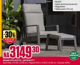 Europris MIAMI HVILESTOL, ANTRASITT, NOK 3149.3 tilbud