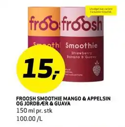 Bunnpris FROOSH SMOOTHIE MANGO & APPELSIN OG JORDBÆR & GUAVA, NOK 15 tilbud