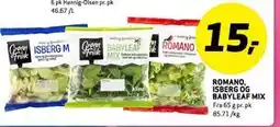 Bunnpris ROMANO, ISBERG OG BABYLEAF MIX, NOK 15 tilbud