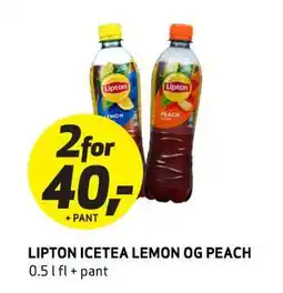 Bunnpris LIPTON ICETEA LEMON OG PEACH, NOK 40 tilbud