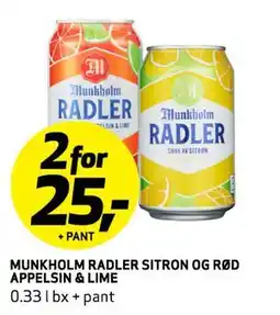 Bunnpris Munkholm Radler Sitron og Rød Appelsin & Lime, NOK 25 tilbud