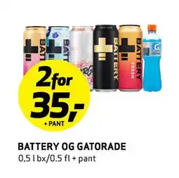 Bunnpris BATTERY OG GATORADE, NOK 35 tilbud