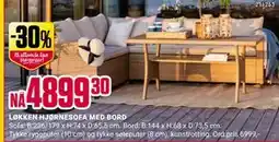 Europris LØKKEN HJØRNESOFA MED BORD, NOK 4899.3 tilbud