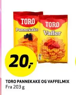 Bunnpris TORO PANNEKAKE OG VAFFELMIX, NOK 20 tilbud