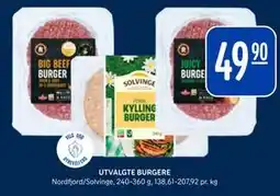 Rema 1000 UTVALGTE BURGERE, NOK 49.9 tilbud