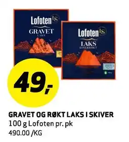 Bunnpris GRAVET OG RØKT LAKS I SKIVER, NOK 49 tilbud