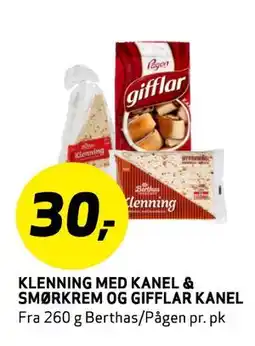 Bunnpris Klenning Med kanel & smørkrem og gifflar kanel, NOK 30 tilbud