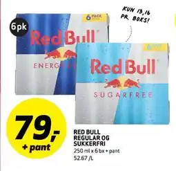 Bunnpris REDBULL REGULAR OG SUKKERFRI, NOK 79 tilbud