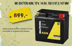 Biltema MC-BATTERI AGM, 12 V, 14 AH, 150 X 87 X 147 MM tilbud