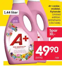 Rusta A+ vaske- middel, flytende tilbud