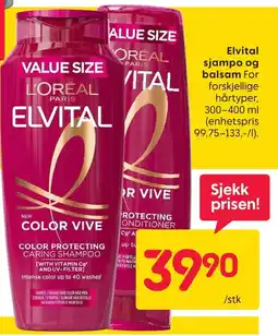 Rusta Elvital sjampo og balsam tilbud