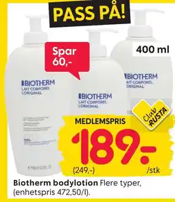 Rusta Biotherm bodylotion tilbud