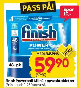 Rusta Finish Powerball All In 1 oppvasktabletter tilbud
