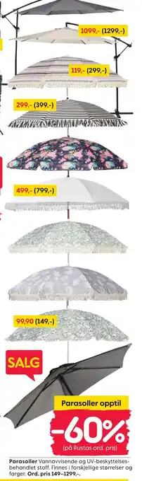 Rusta Parasoller tilbud