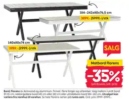 Rusta Bord, Florens tilbud