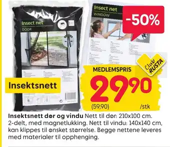 Rusta Insektsnett dør og vindu tilbud