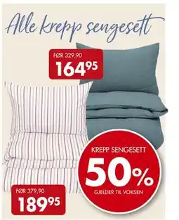 Sparkjøp Krepp sengesett tilbud