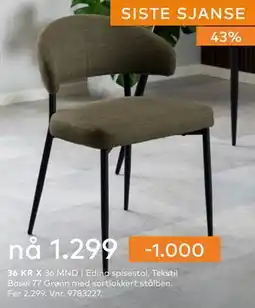 Skeidar Edina spisestol, NOK 1299 tilbud