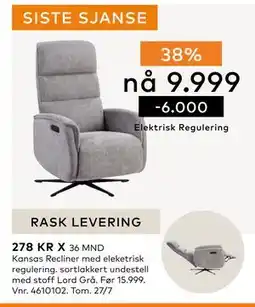 Skeidar Kansas Recliner, NOK 9999 tilbud