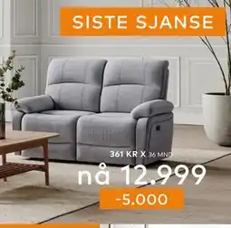 Skeidar Denver 2-seter recliner elektrisk, NOK 12999 tilbud