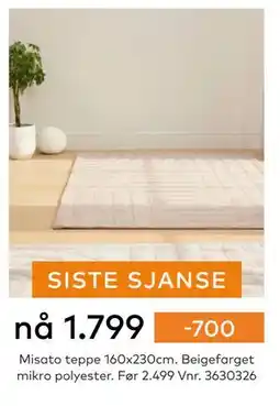 Skeidar Misato Teppe, NOK 1799 tilbud