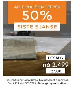 Skeidar Philson teppe, NOK 2499 tilbud