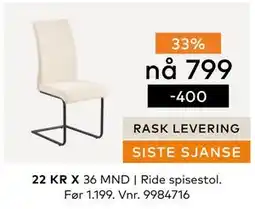 Skeidar Ride spisestol, NOK 799 tilbud